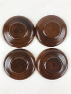 Japanese Wooden Lacquer Drink Saucer 5pc Set Vtg Chataku Coaster Flower UR940