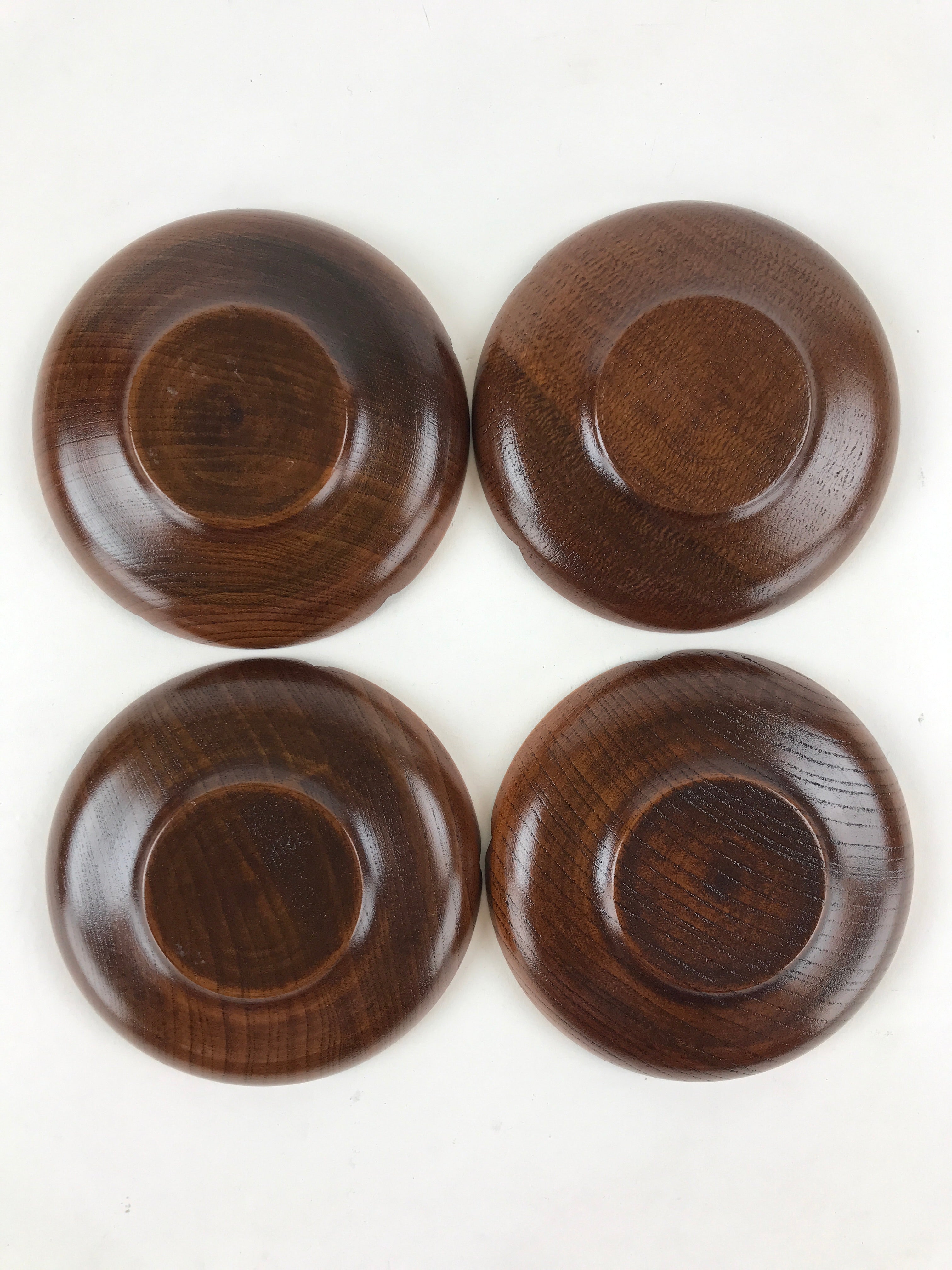 Japanese Wooden Lacquer Drink Saucer 5pc Set Vtg Chataku Coaster Flower UR940