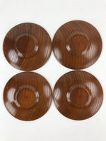 Japanese Wooden Lacquer Drink Saucer 5pc Set Vtg Chataku Coaster Round UR936