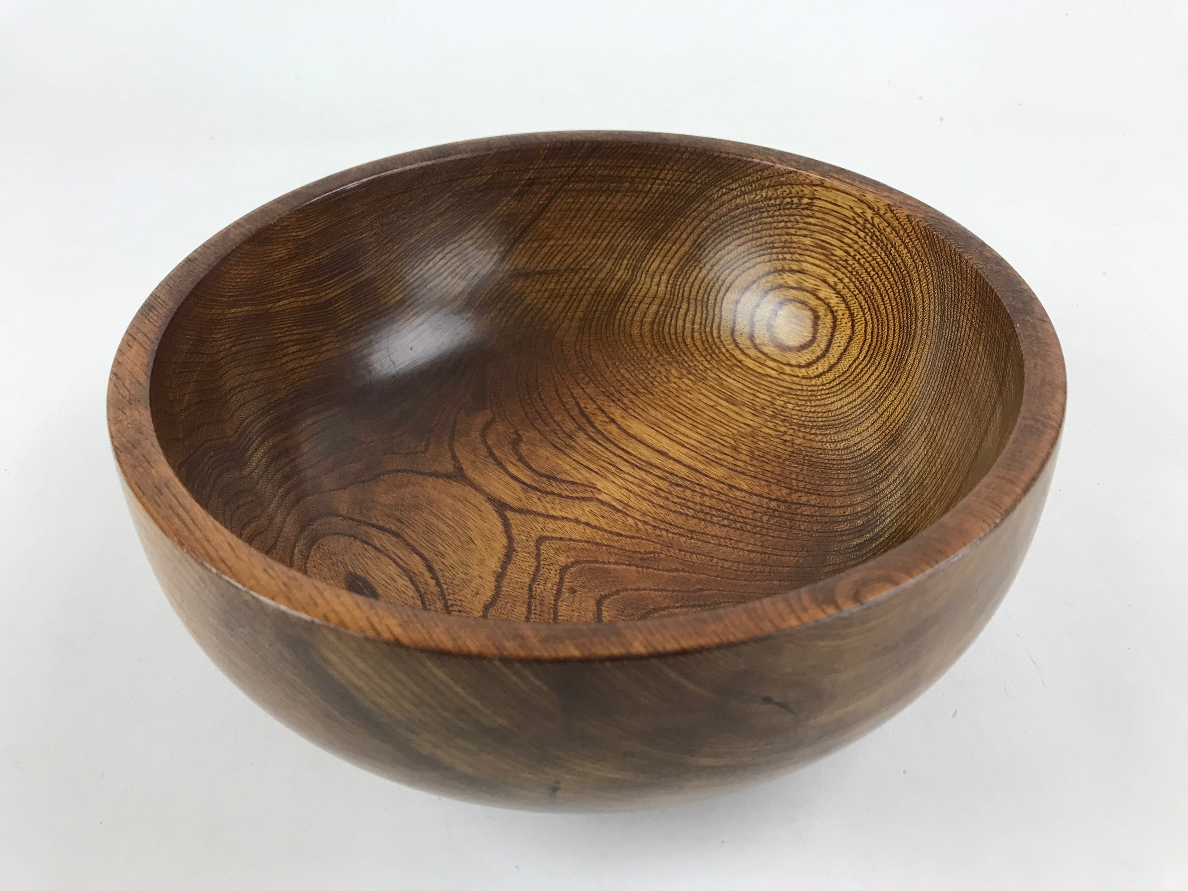Japanese Wooden Lacquer Multipurpose Snack Bowl Large Round Kashiki Brown L20