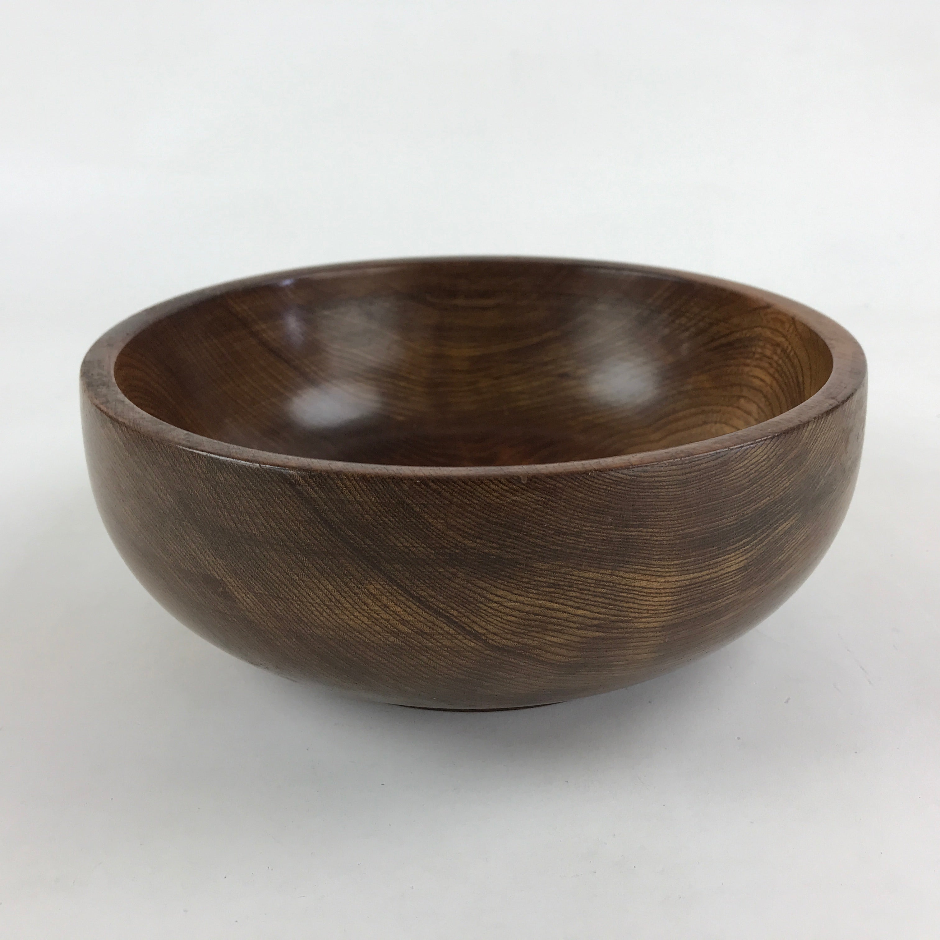 Japanese Wooden Lacquer Multipurpose Snack Bowl Large Round Kashiki Brown L20