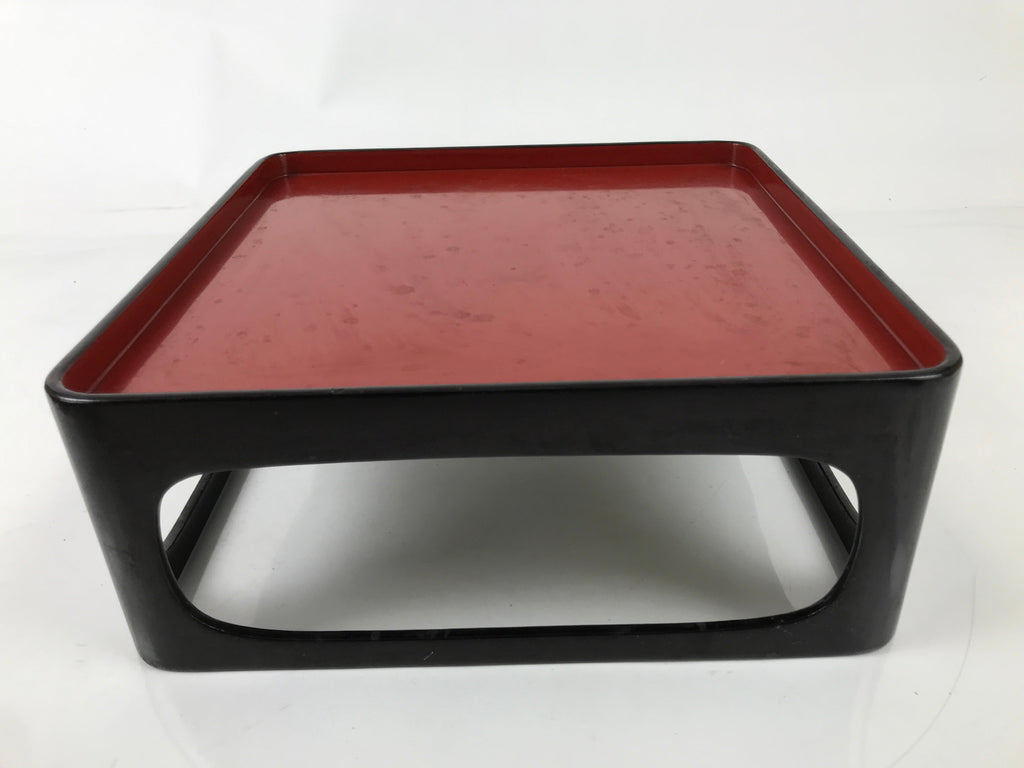 Japanese Wooden Lacquered Cut-Out Low Table Vtg Black Serving Tray Ozen L381