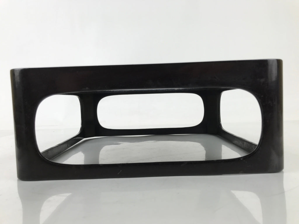 Japanese Wooden Lacquered Cut-Out Low Table Vtg Black Serving Tray Ozen L381
