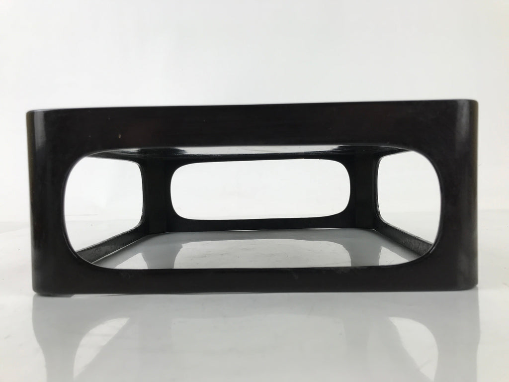 Japanese Wooden Lacquered Cut-Out Low Table Vtg Black Serving Tray Ozen L381