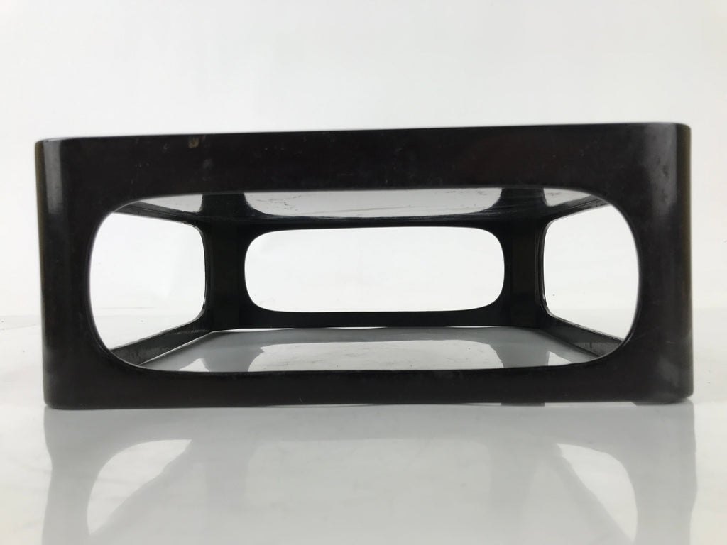 Japanese Wooden Lacquered Cut-Out Low Table Vtg Black Serving Tray Ozen L381