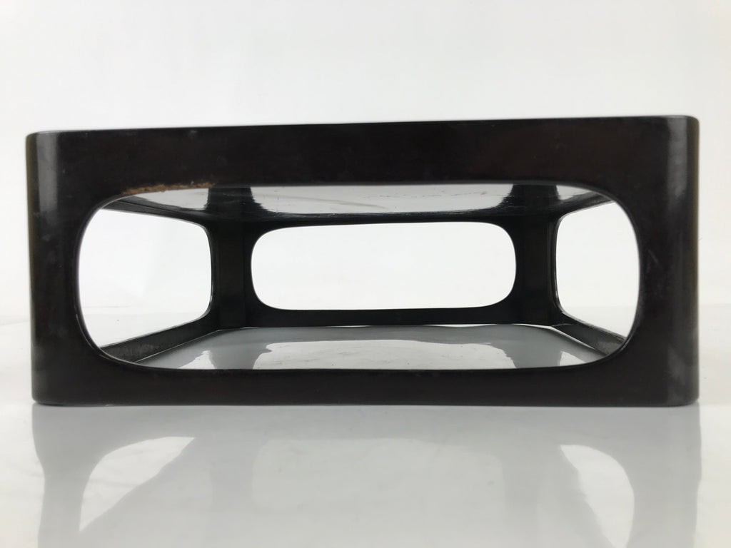 Japanese Wooden Lacquered Cut-Out Low Table Vtg Black Serving Tray Ozen L381