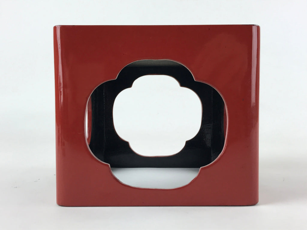 Japanese Wooden Lacquered Cut-Out Low Table Vtg Red Small Serving Tray Ozen L47