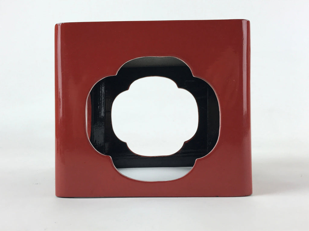 Japanese Wooden Lacquered Cut-Out Low Table Vtg Red Small Serving Tray Ozen L47