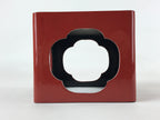Japanese Wooden Lacquered Cut-Out Low Table Vtg Red Small Serving Tray Ozen L47