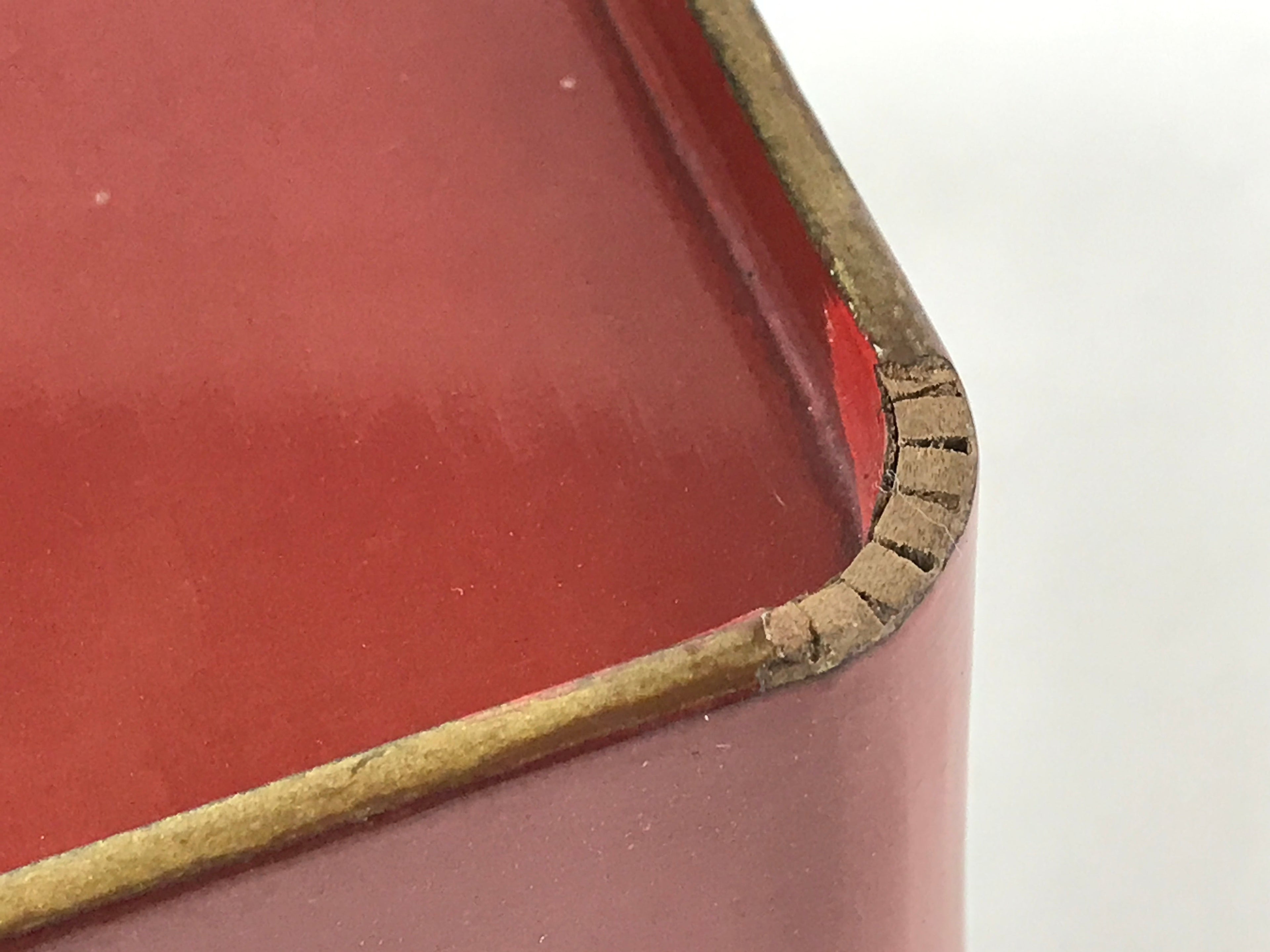 Japanese Wooden Lacquered Cut-Out Low Table Vtg Red Small Serving Tray Ozen L48
