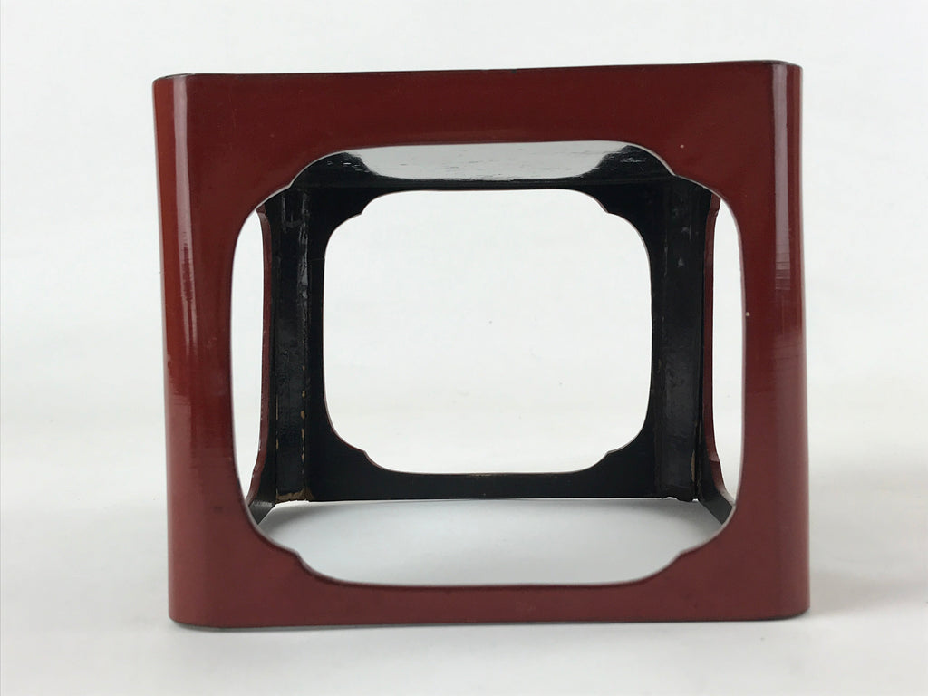 Japanese Wooden Lacquered Cut-Out Low Table Vtg Red Small Serving Tray Ozen L48