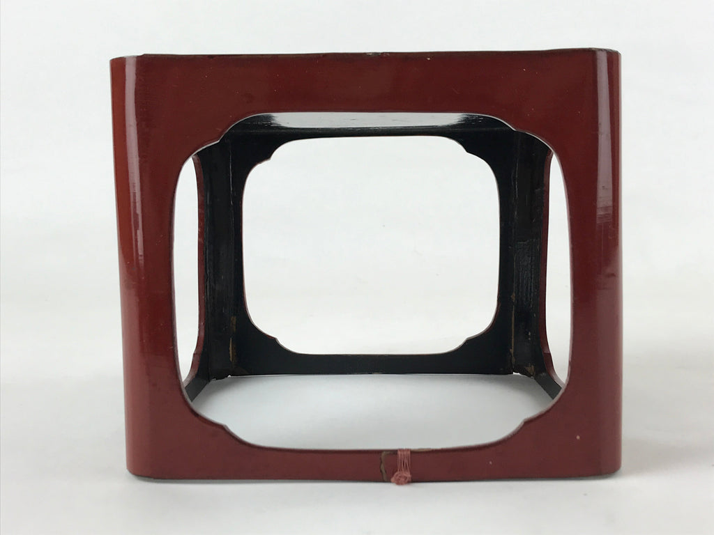 Japanese Wooden Lacquered Cut-Out Low Table Vtg Red Small Serving Tray Ozen L48