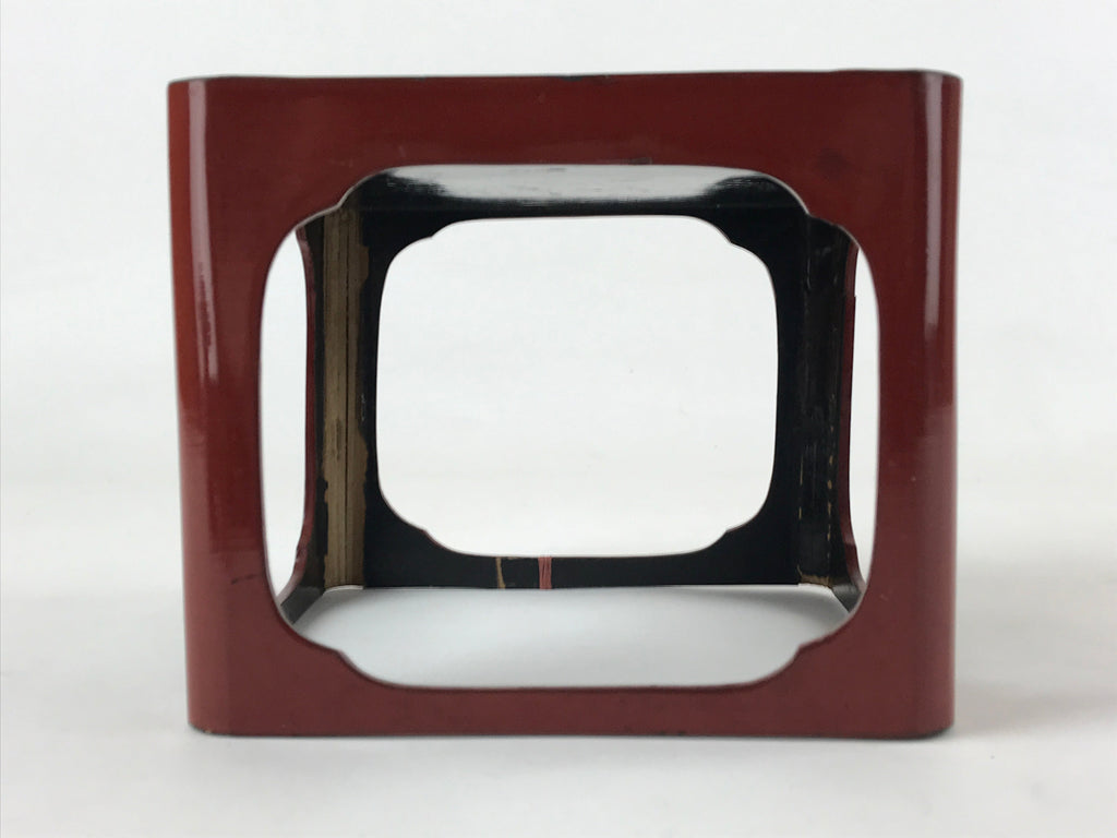 Japanese Wooden Lacquered Cut-Out Low Table Vtg Red Small Serving Tray Ozen L48