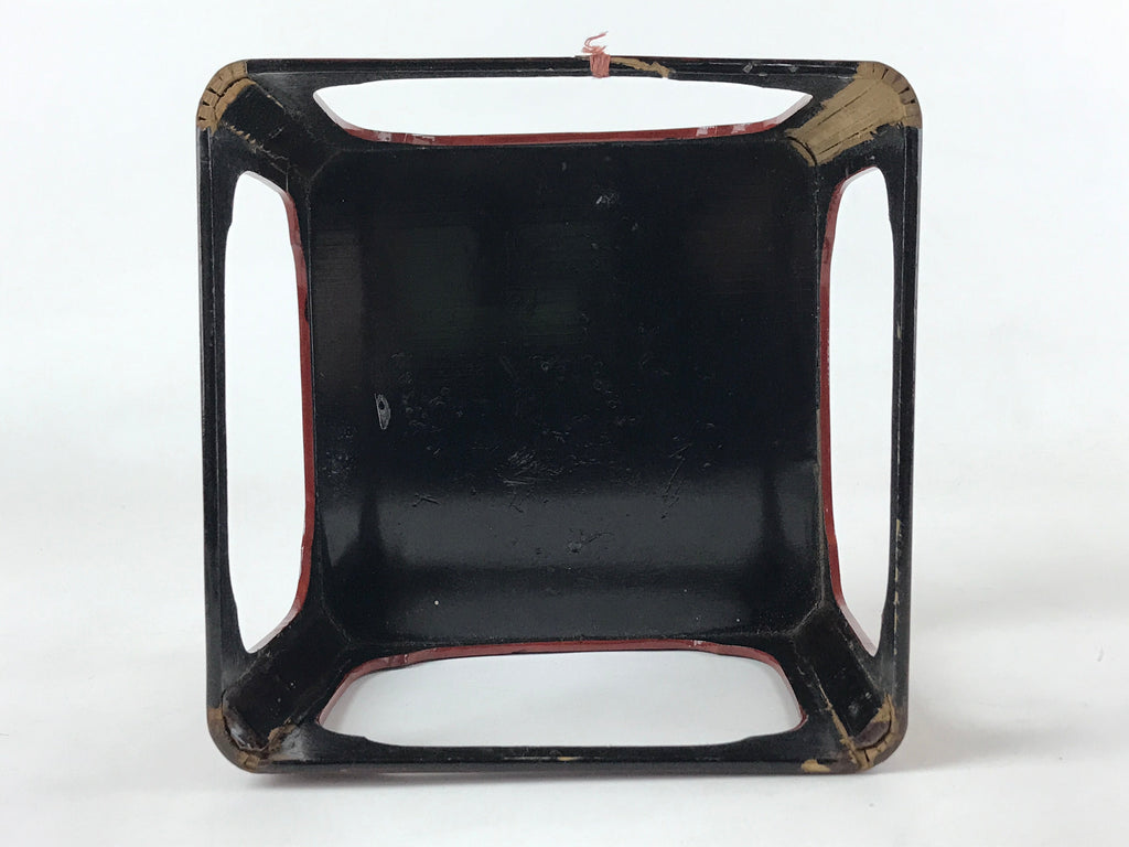 Japanese Wooden Lacquered Cut-Out Low Table Vtg Red Small Serving Tray Ozen L48