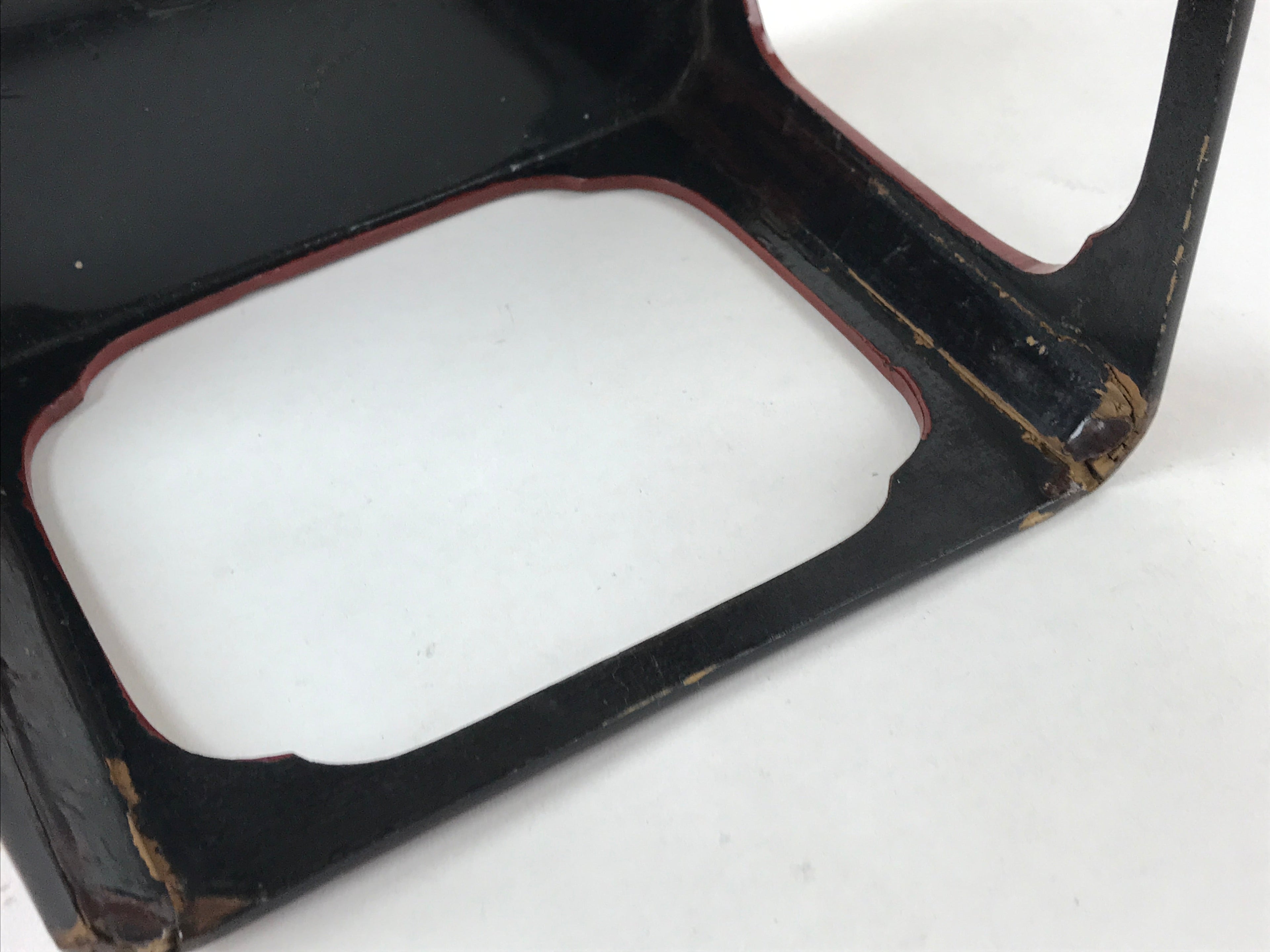 Japanese Wooden Lacquered Cut-Out Low Table Vtg Red Small Serving Tray Ozen L48