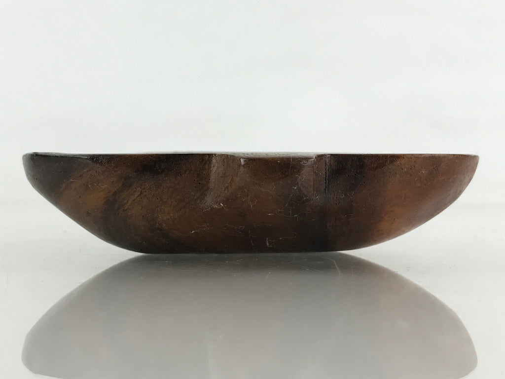 Japanese Wooden Lacquered Heart Shaped Plate Meimeizara Sara Brown UR955