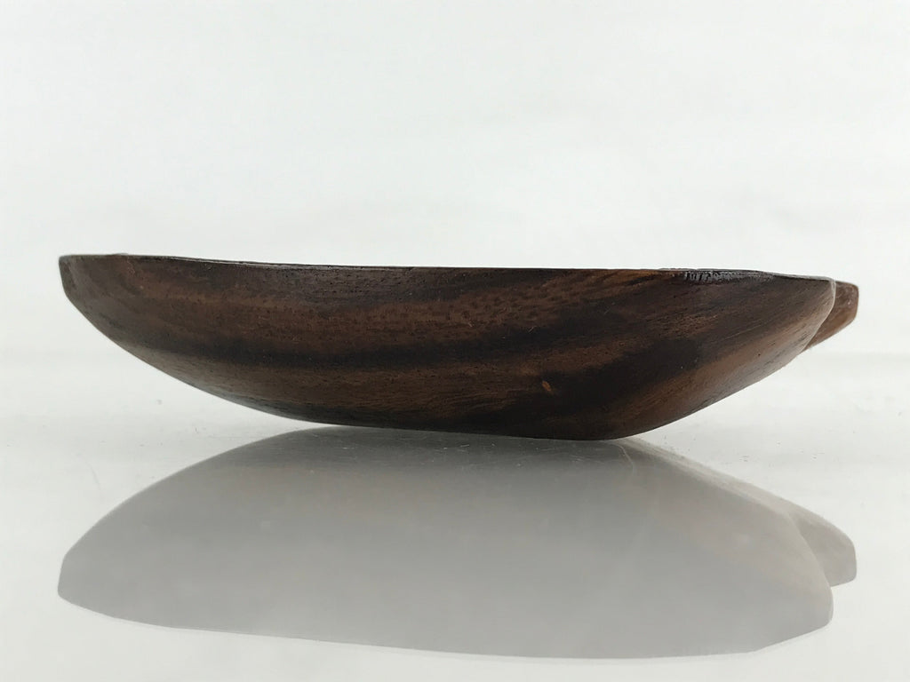 Japanese Wooden Lacquered Heart Shaped Plate Meimeizara Sara Brown UR955