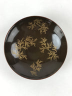 Japanese Wooden Lacquered Makie Sake Cup Sakazuki Vtg Guinomi Brown Gold G103