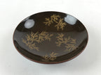 Japanese Wooden Lacquered Makie Sake Cup Sakazuki Vtg Guinomi Brown Gold G103