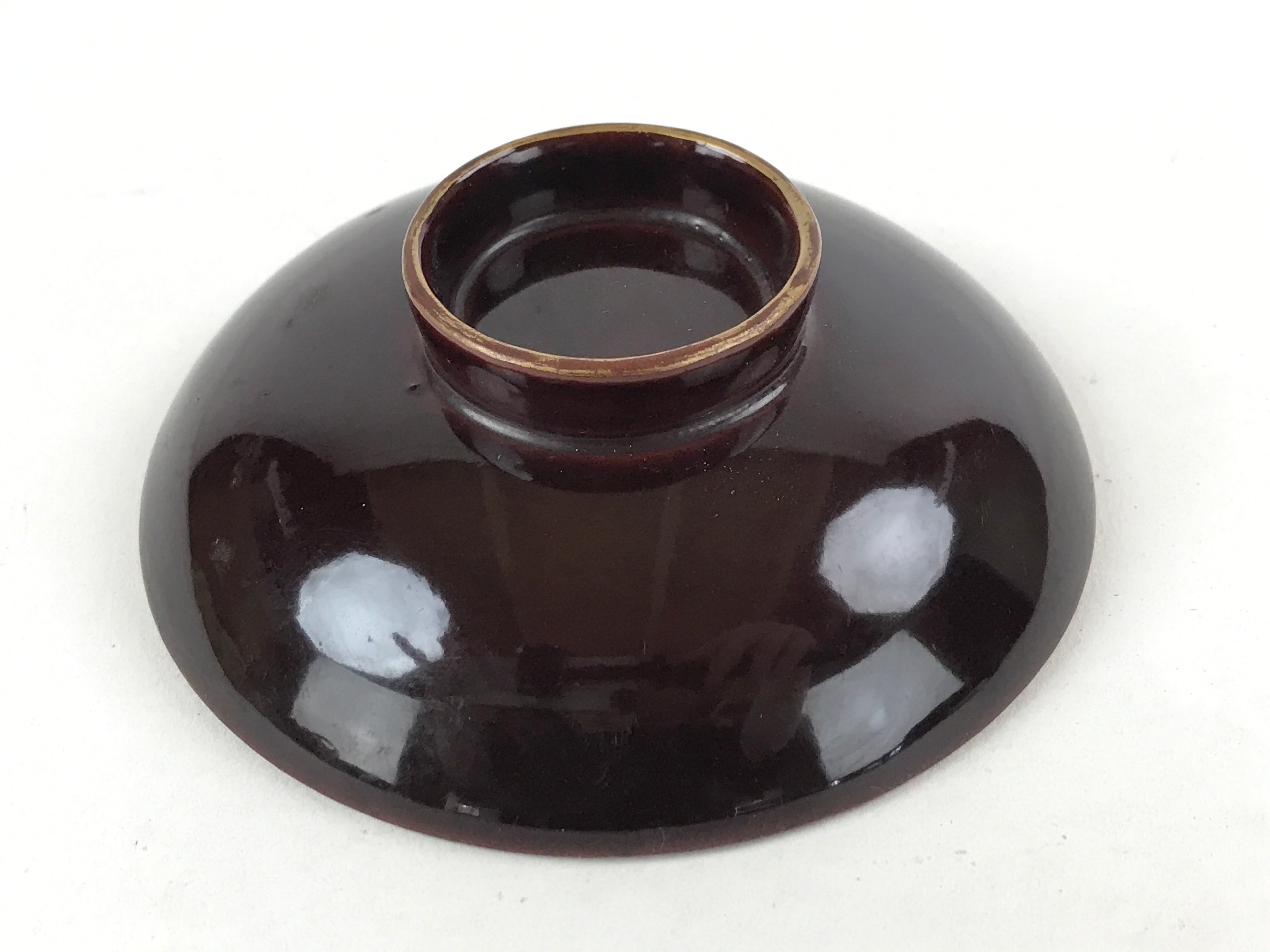 Japanese Wooden Lacquered Makie Sake Cup Sakazuki Vtg Guinomi Brown Gold G103
