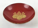 Japanese Wooden Lacquered Sake Cup Sakazuki Vtg Red Gold Commemorative G104