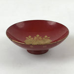 Japanese Wooden Lacquered Sake Cup Sakazuki Vtg Red Gold Commemorative G104