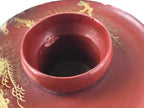 Japanese Wooden Lacquered Sake Cup Stand Vtg Red Gold Sakazuki Stand L49