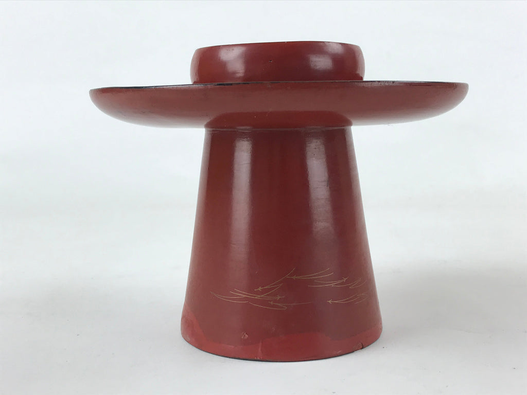 Japanese Wooden Lacquered Sake Cup Stand Vtg Red Gold Sakazuki Stand L49