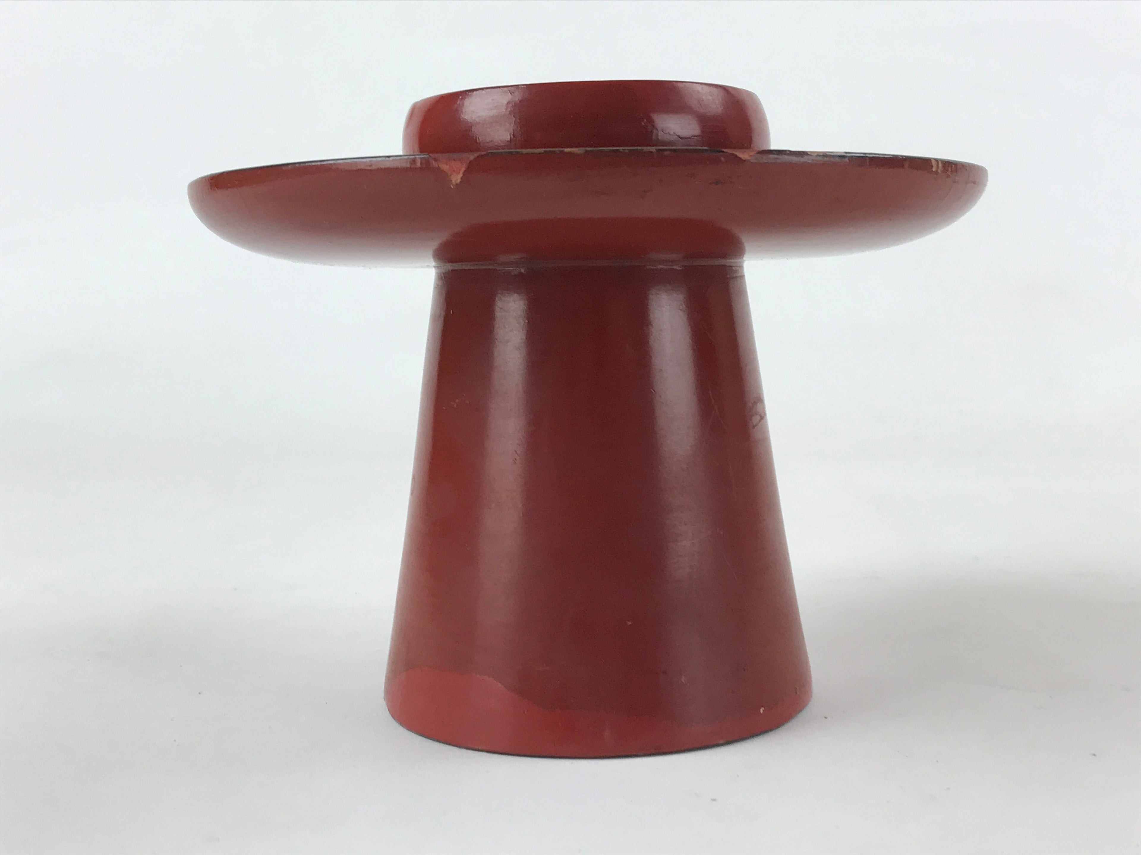 Japanese Wooden Lacquered Sake Cup Stand Vtg Red Gold Sakazuki Stand L49