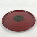 Japanese Wooden Lacquered Serving Tray Vtg Obon Brown Round Rose UR879