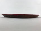 Japanese Wooden Lacquered Serving Tray Vtg Obon Brown Round Rose UR879