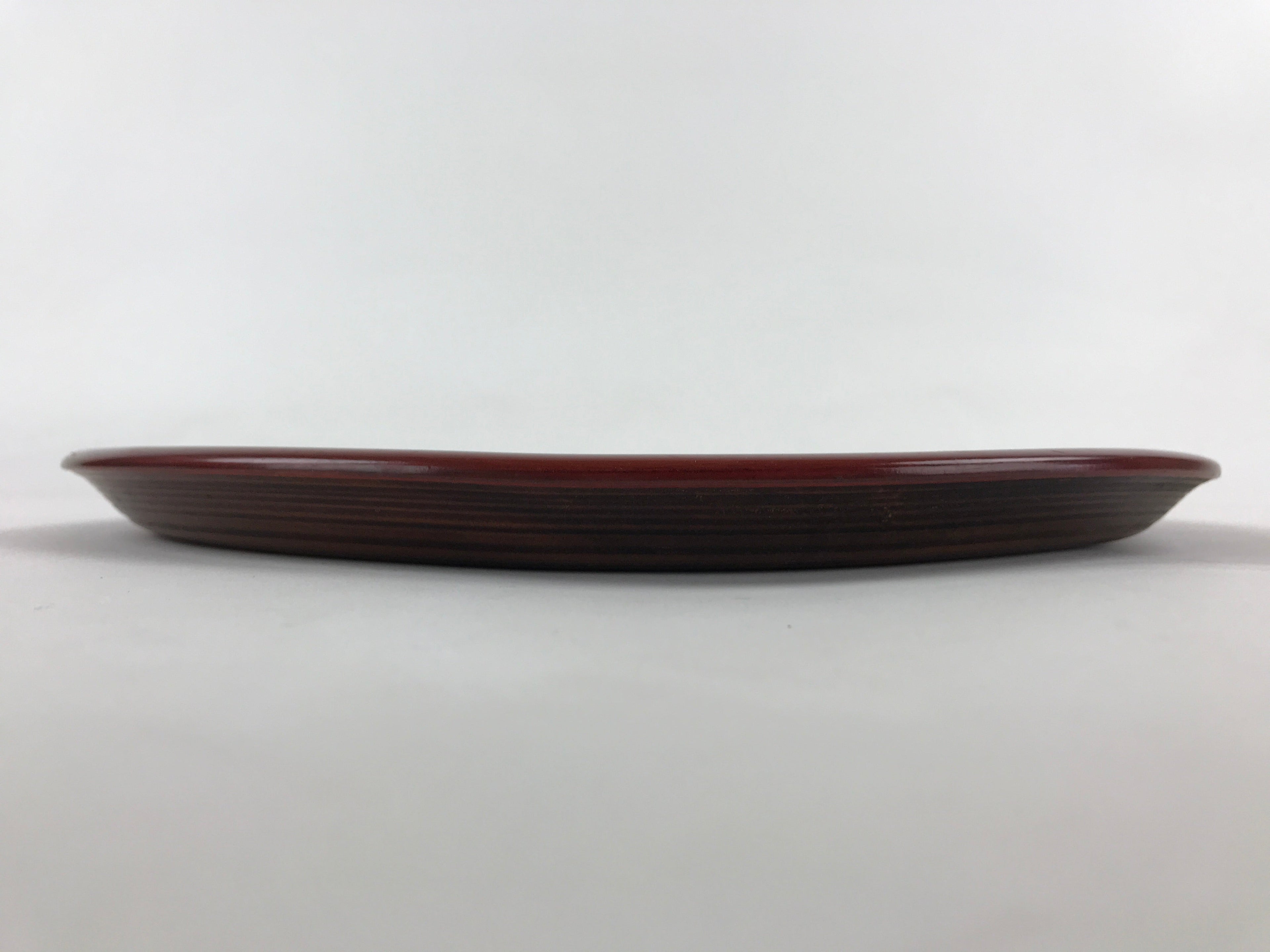 Japanese Wooden Lacquered Serving Tray Vtg Obon Brown Round Rose UR879