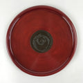 Japanese Wooden Lacquered Serving Tray Vtg Obon Brown Round Rose UR879