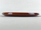 Japanese Wooden Lacquered Serving Tray Vtg Shunkei Nuri Obon Brown Round UR882