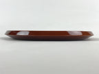 Japanese Wooden Lacquered Serving Tray Vtg Shunkei Nuri Obon Brown Round UR882
