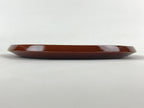 Japanese Wooden Lacquered Serving Tray Vtg Shunkei Nuri Obon Brown Round UR882