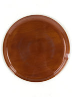 Japanese Wooden Lacquered Serving Tray Vtg Shunkei Nuri Obon Brown Round UR978