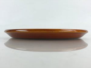 Japanese Wooden Lacquered Serving Tray Vtg Shunkei Nuri Obon Brown Round UR978