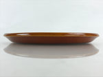 Japanese Wooden Lacquered Serving Tray Vtg Shunkei Nuri Obon Brown Round UR978