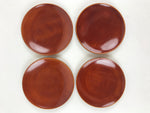 Japanese Wooden Lacquered Small Plate 4pc Set Shunkei-Nuri Meimeizara Round UR92