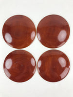 Japanese Wooden Lacquered Small Plate 4pc Set Shunkei-Nuri Meimeizara Round UR92