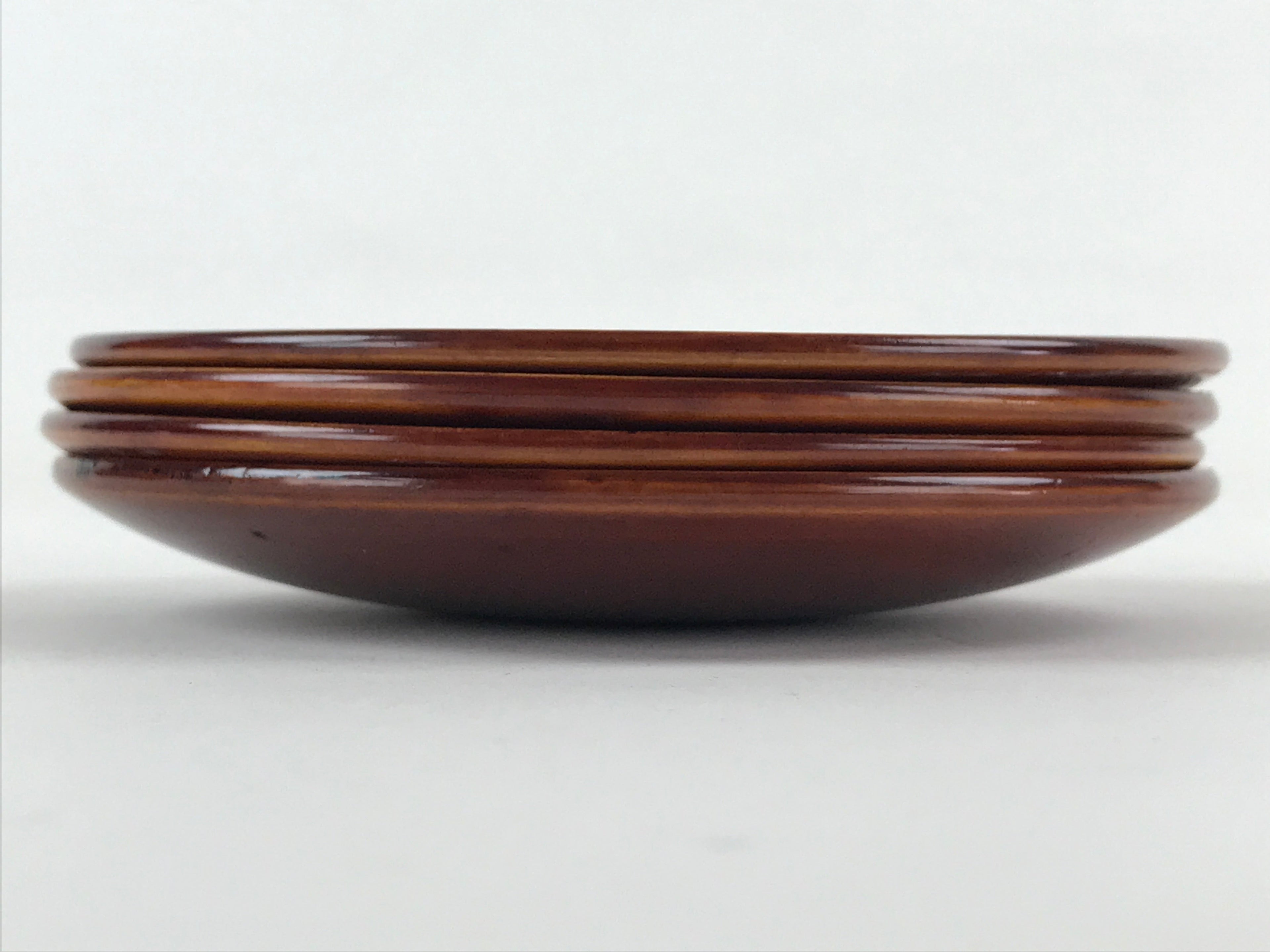 Japanese Wooden Lacquered Small Plate 4pc Set Shunkei-Nuri Meimeizara Round UR92