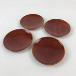 Japanese Wooden Lacquered Small Plate 4pc Set Shunkei-Nuri Meimeizara Round UR92