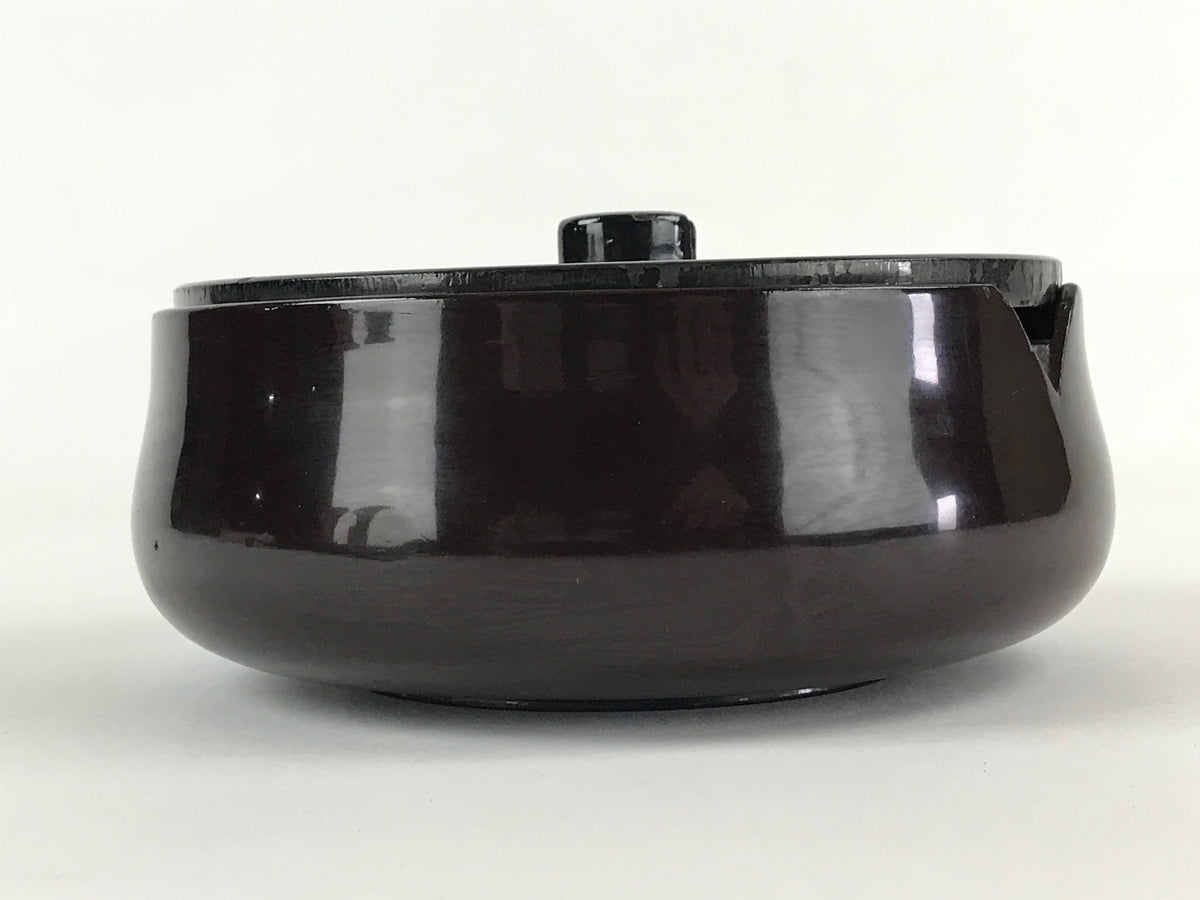 Japanese Wooden Lacquerware Lidded Bowl Rice Container Vtg Black Urush ...