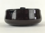Japanese Wooden Lacquerware Lidded Bowl Rice Container Vtg Black Urushi L15