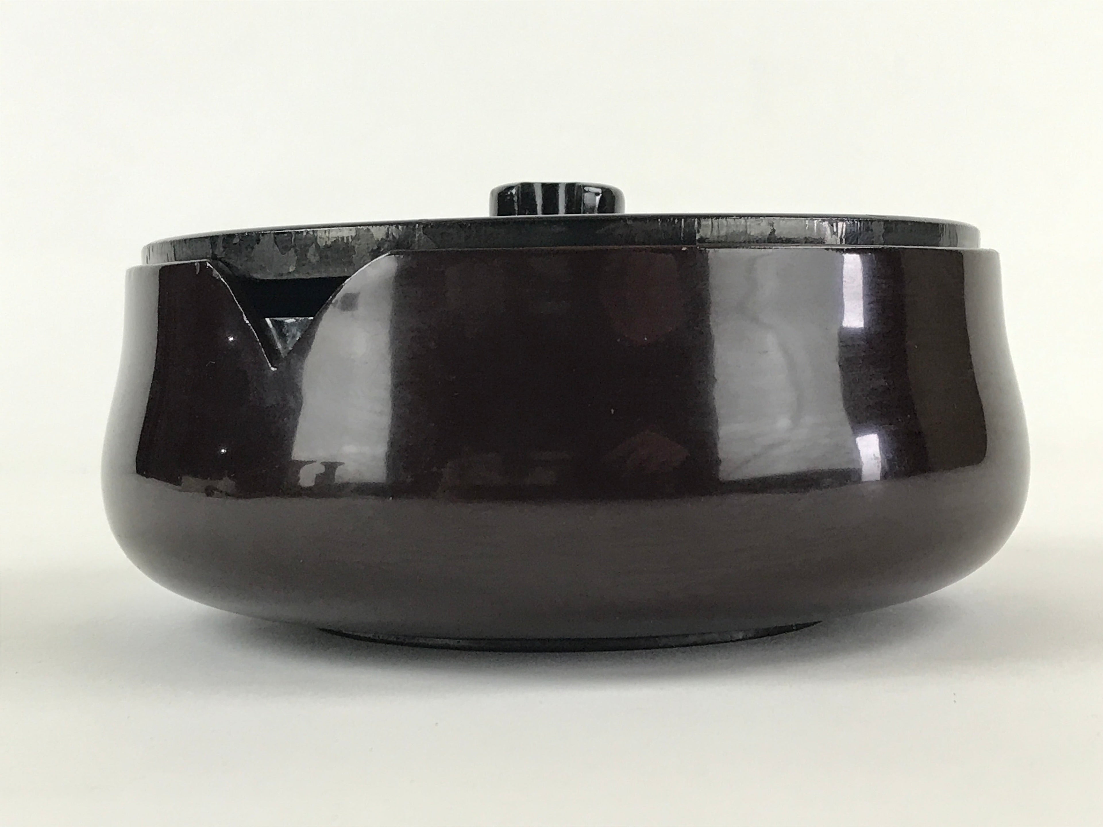 Japanese Wooden Lacquerware Lidded Bowl Rice Container Vtg Black Urushi L15