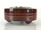 Japanese Wooden Lacquerware Porcelain Ashtay Haizara Vtg Walnut Legs Brown UR913