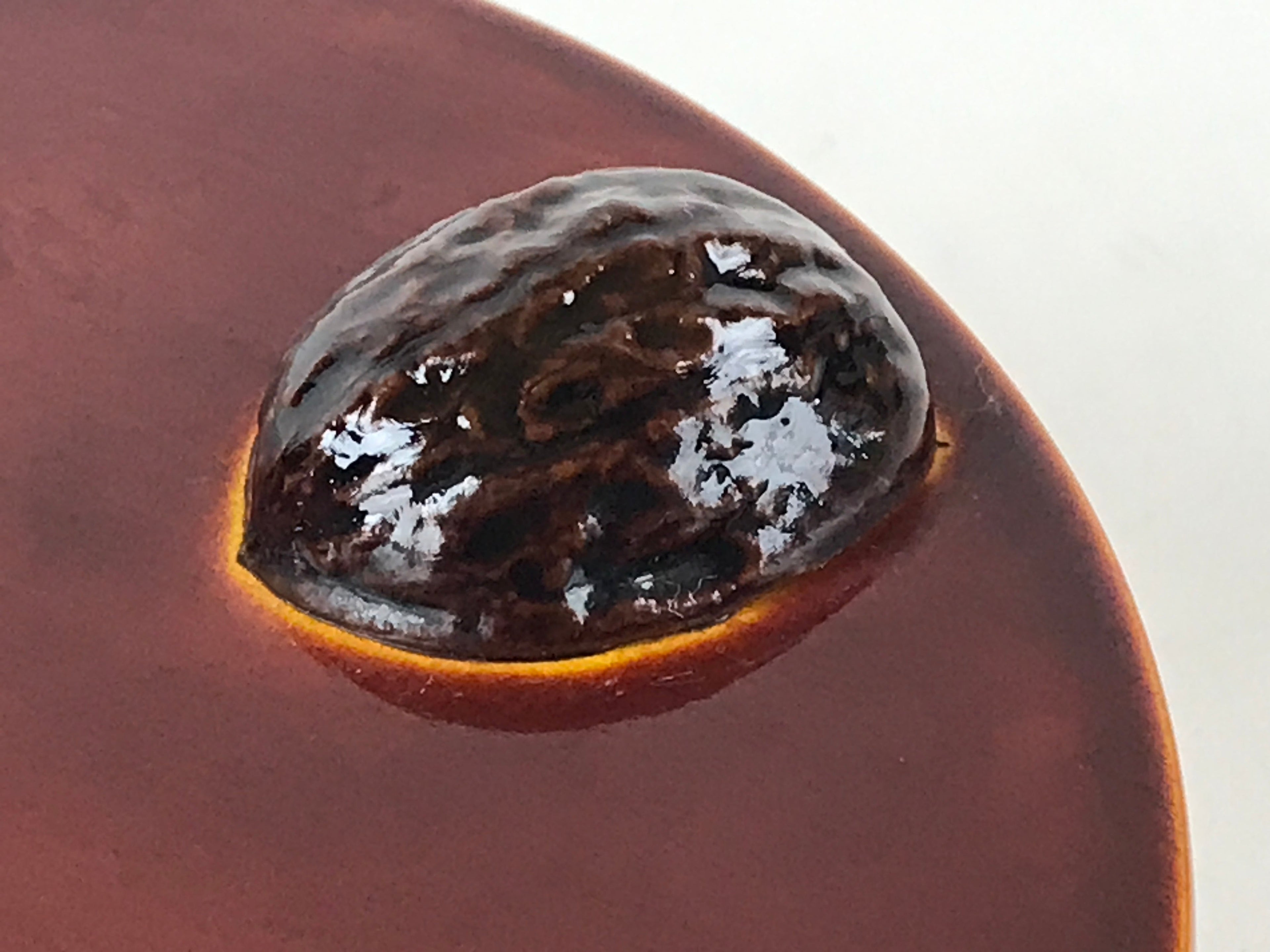Japanese Wooden Lacquerware Porcelain Ashtay Haizara Vtg Walnut Legs Brown UR913