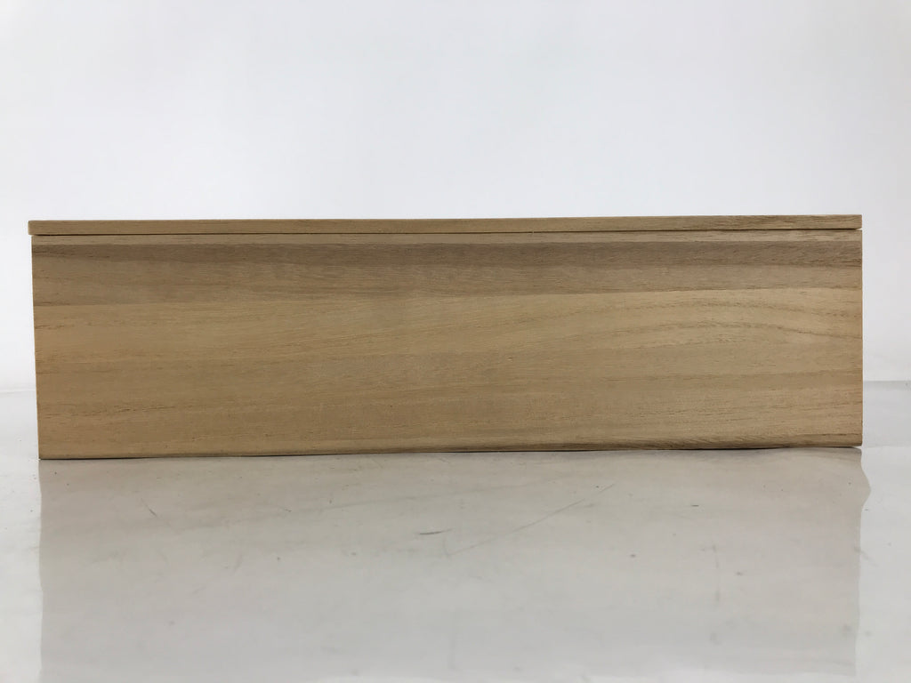 Japanese Wooden Lidded Porcelain Tea Cup Storage Box Inside 35x9x9cm Brown X182