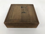 Japanese Wooden Lidded Pottery Plate Storage Box Inside 16x16x4cm Brown X175
